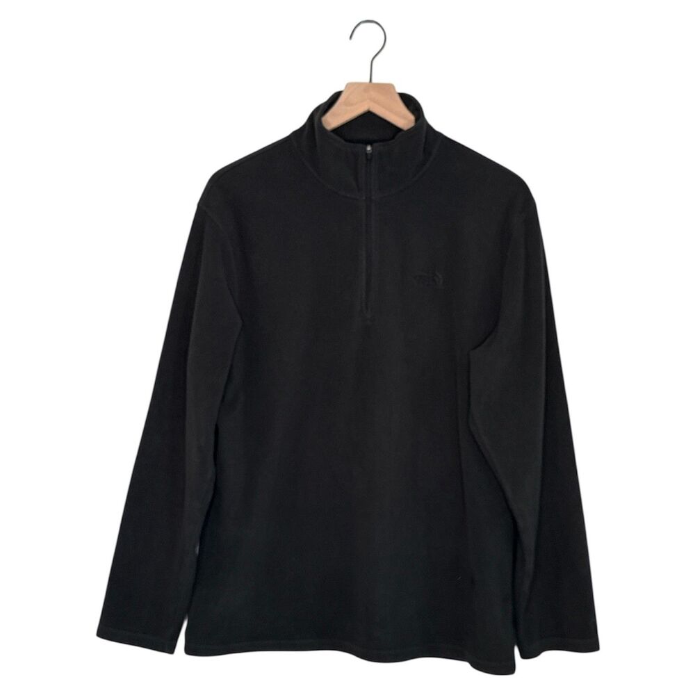 Mens The North Face Fleece Large 1/4 Zip Jacket Pullover Sweatshirt Black Layer